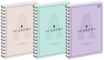 Kołonotes A5 100 k. kratka 90g Academy pastel, Interdruk