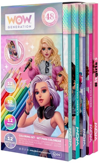 Kredki 48-kol 4 rodzaje po 12-kol z notesem WOW, Kids