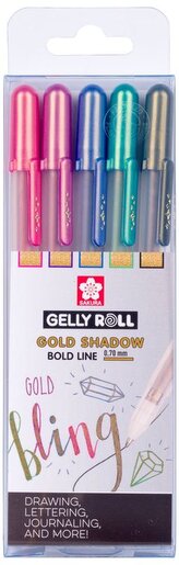 Długopisy żelowe Gelly Roll kpl. 5 szt.Gold Shadow ,Sakura