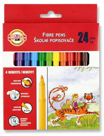 Flamastry 24-kol.  w op. kartonowym, Koh-I-Noor Flamastry 24-kol.  w op. kartonowym, Koh-I-Noor