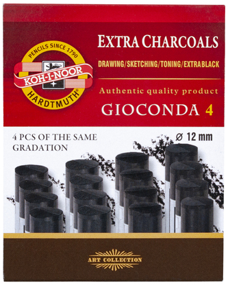 Węgiel prasowany twardość 2 12mm op. 4szt. 8694, Koh-I-Noor Węgiel prasowany twardość 2 12mm op. 4szt. 8694, Koh-I-Noor