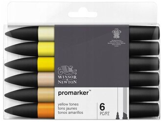 Markery dwustr. okr./ścięty ProMarker zest. 6szt. Yellow Tones 290157, Winsor&Newton;