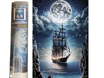 Diamantové malování - Loď za svitu měsíce 30 x 40 cm