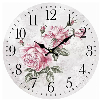 Hodiny nástěnné - růže, MDF, 34 cm Hodiny nástěnné - růže, MDF, 34 cm