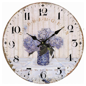 Hodiny nástěnné - hortenzie, MDF, 34 cm Hodiny nástěnné - hortenzie, MDF, 34 cm