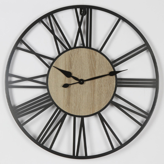 Hodiny nástěnné - velké římské číslice, kovové, černé, 60 cm Hodiny nástěnné - velké římské číslice, kovové, černé, 60 cm