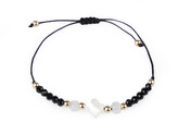 Náramek shamballa s perletí a broušenými korálky - 1 ks - 7 černá