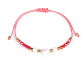 Náramek shamballa s perletí a broušenými korálky - 1 ks - 5 červená