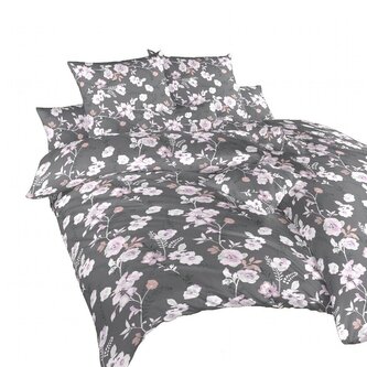 Dadka Povlečení krep Kvítí na šedém 240x200, 2x70x90 cm