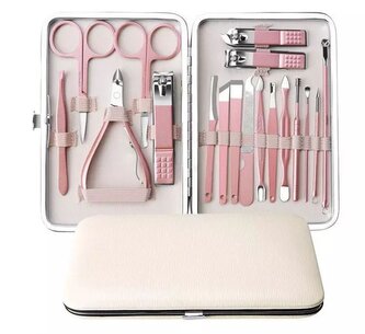 Manikúrní sada dámská professional 18 ks / růžová
