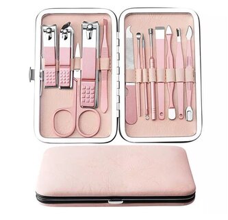 Manikúrní sada dámská professional 13 ks / růžová