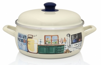 Metalac Kuchyňka, smaltovaný kastrol s poklicí 14 cm, 1,1 l