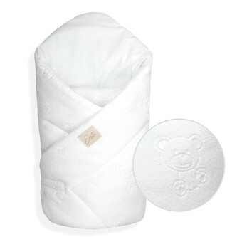 Mikroplyšová zavinovačka pro miminko Bear White 85 x 85 cm; Barva: bílá; Velikost: 85 x 85 cm