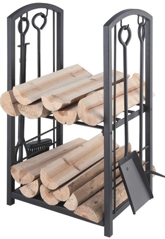 Lienbacher, stojan na dřevo s krbovým nářadím, 40 x 73 x 30 cm