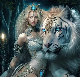 Diamantové malování Dívka s tygrem 30 x 40 cm