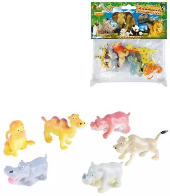 Zvířata divoká veselá 3-5cm plastové figurky zvířátka set 6ks 2 druhy v sáčku