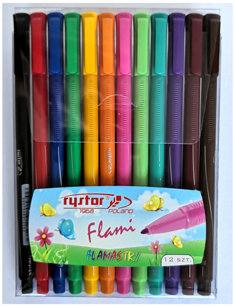 Flamastry Flami kpl. 12-kol. w etui RF-12, Rystor