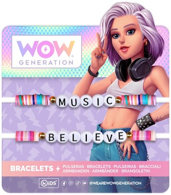 Bransoletki z napisami 2 szt. 1 z 3 wzorów WOW 08, Kids