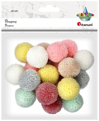 Pompony 3cm/18 jasnopastelowe DIY19308, Craft Fun
