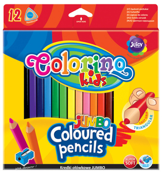 Kredki 12-kol. trójkątne Jumbo Colorino + temp. Patio