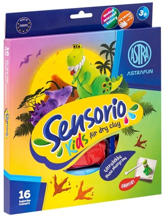 Masa plastyczna Dinozaury Sensorio Kids - 16 kolorów, Astra