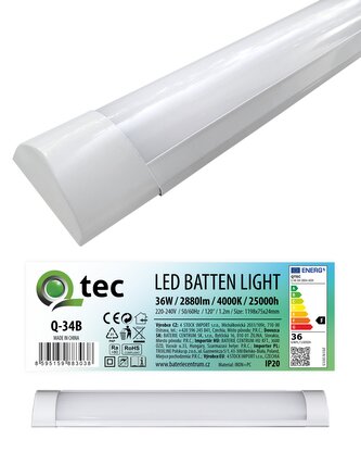 Q-34B 36W LED BATTEN LIGHT podlinkové světlo - bílé QTEC 120cm