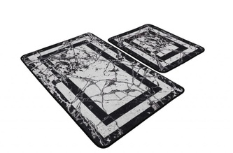 Sada 2 koupelnových předložek MarmorBlackie černá/bílá