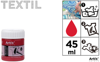 Farba do tkanin 45ml czerwona karminowa Artix PP651-08, Main Paper