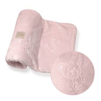 Dvojitá dětská deka Mikroplyš Bear Cameo pink; Barva: růžová; Velikost: 75 x 100 cm
