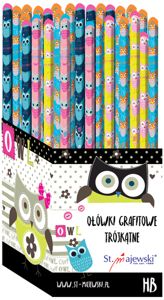 Ołówki trójkątne HB Owlie op. 72 szt., St.Majewski