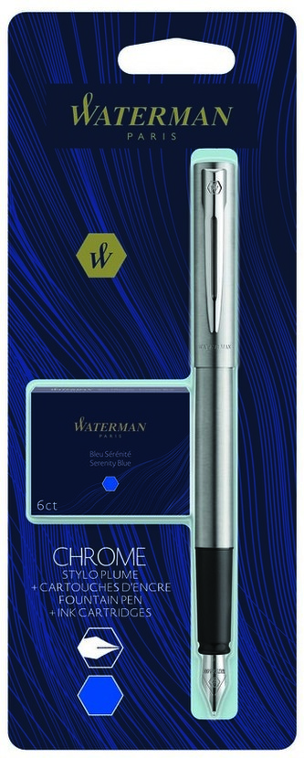 Pióro wieczne Allure F  Chrom CT z nabojami, Waterman