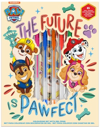 Zestaw piśmienniczy, 6 żelowych długopisów z notatnikiem (6x4) Psi Patrol, Kids