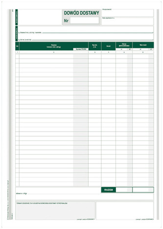 Druk Dowód Dostawy A4 w-kop. MiP 315-1