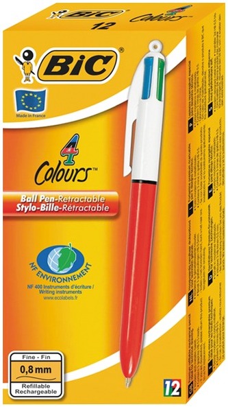 Długopis 4-kol. 4 Colours Fine czerw. wkł. czar., nieb., czerw., ziel., BiC