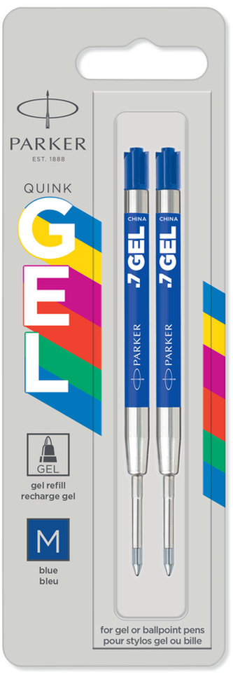 Wkład do długopisu żelowy niebieski M 2szt. blister, Parker