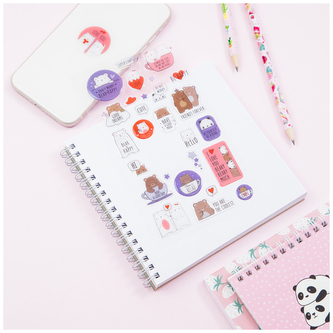 Naklejki "Beary Beary" 10x22cm, 28 naklejek, Meshu