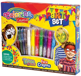 Kredki do malowania twarzy 10-kol. + tatoo gel 5 szt. Colorino Creative, Patio