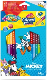 Kredki ołówkowe trójkątne 12/24-kol. dwukolorowe Disney Kids Colorino Mickey, Patio