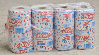 Papier toaletowy 1-warstwowy 8 rolek, Serwus