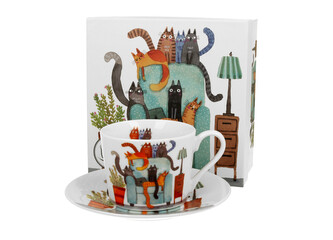 Filiżanka ze spodkiem elegant Koci Świat KOTY NA FOTELU Filiżanka ze spodkiem elegant Koci Świat KOTY NA FOTELU