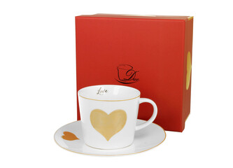 Filiżanka ze spodkiem ZŁOTE SERCE