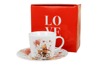 Filiżanka ze spodkiem MIŚ NA ROWERZE Filiżanka ze spodkiem MIŚ NA ROWERZE