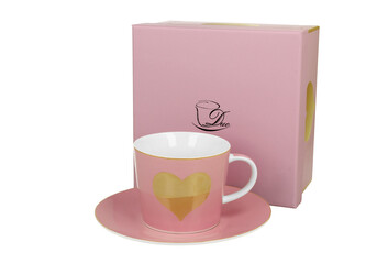Filiżanka ze spodkiem Różowa - WIELKIE SERCE Filiżanka ze spodkiem Różowa - WIELKIE SERCE