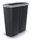 Odpadkový koš Prosperplast COMPACTA Q DUO, 50 l černý se světle šedým víkem
