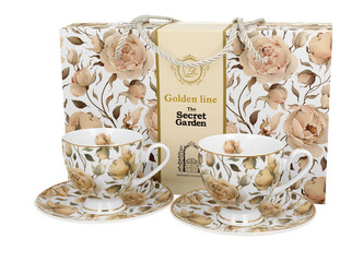 2 filiżanki ze spodkami ENGLISH ROSES WHITE - Golden Line
