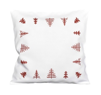 Návlek na polštář, Vyšívané stromečky, bílý, 40 x 40 cm