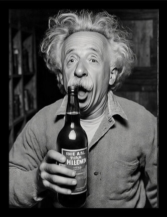 Obraz na zeď - Ada Ingram - Einstein With The Beer, 34.3 x 44.5 cm