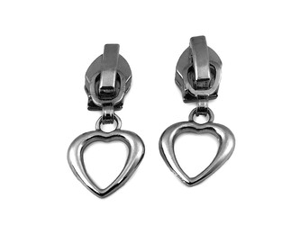 Jezdec ke spirálovým zipům No 5 srdce, hvězda, květ - 30 ks - 5 nikl černý srdce