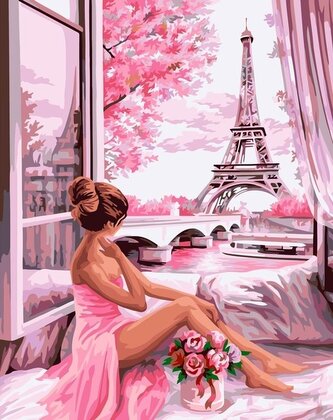 Malowanie po numerach 40x50 Dziewczyna z różami Malowanie po numerach 40x50 Dziewczyna z różami