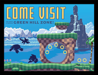 Obraz na zeď - Sonic the Hedgehog - Come Visit Green Hill Zone, 44.5 x 34.3 cm